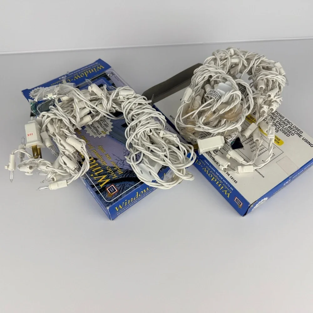 Vintage Santa Trim Window-cicles Lights 32in 50 light E2E Connect White Set of 2